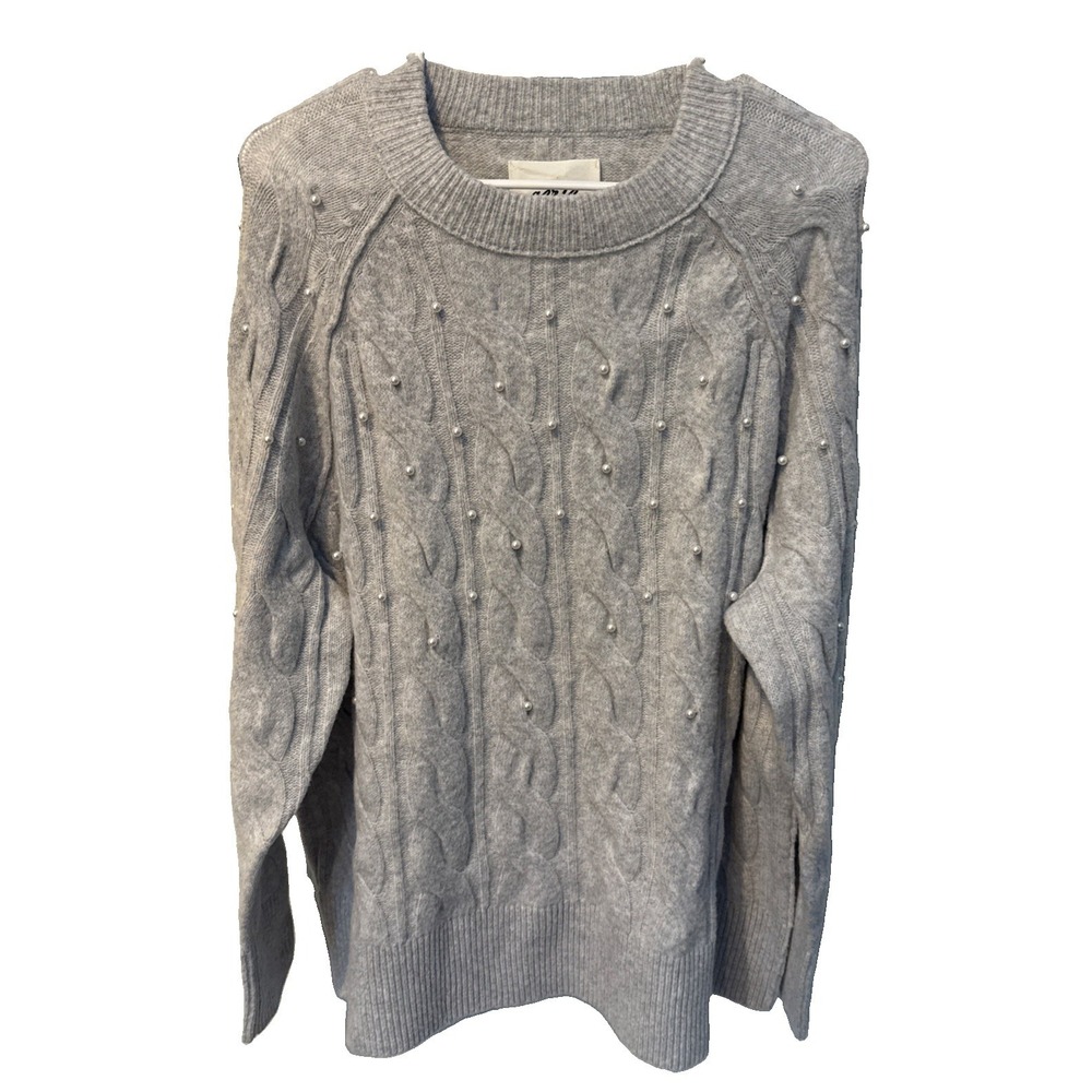 NEW WITH TAGS - Aerie Grey & Pearl Soft Knit Sweater - BRAND NEW Holiday Small